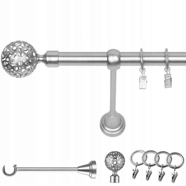 Garnýž Kovový Jednoduchý 120 CM 19 MM Chrom Mat Moon Kolečka Na Žabky