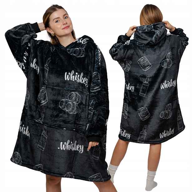 Koc oversize mikina Silná Mikinová Deka 2v1 XXL Vzor Whiskey Dárek Bluzo Deka