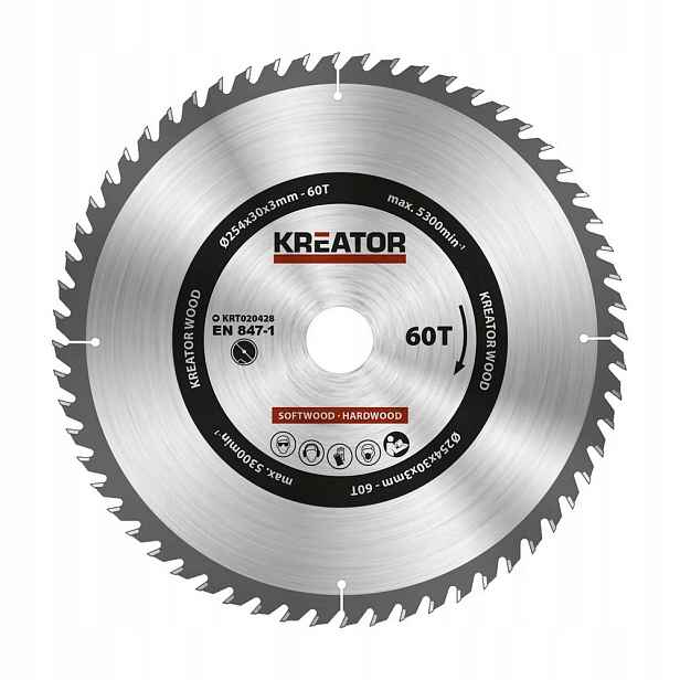 Kreator KRT020428 Pilový kotouč na dřevo 254mm, 60T