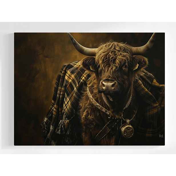 Plakát Skotská Kráva Highland Skotsko Deka Mřížka 100x75