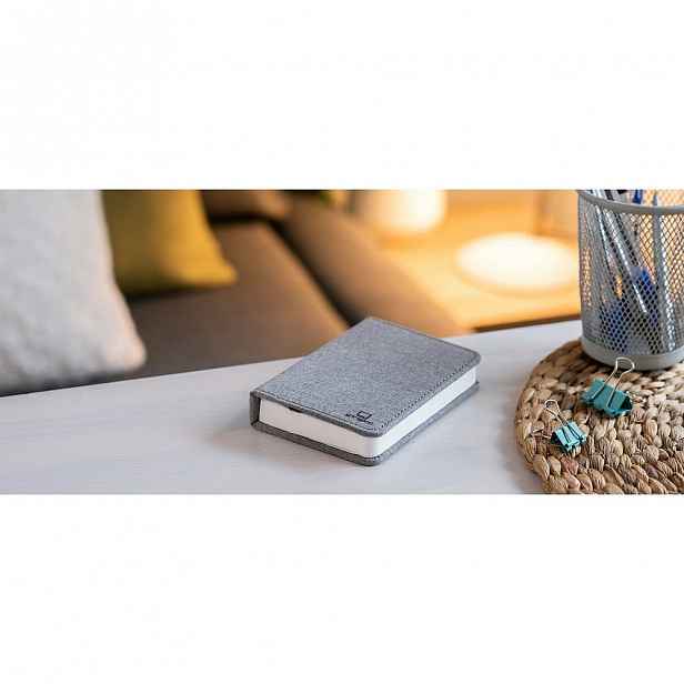 Šedá malá LED stolní lampa ve tvaru knihy Gingko Booklight