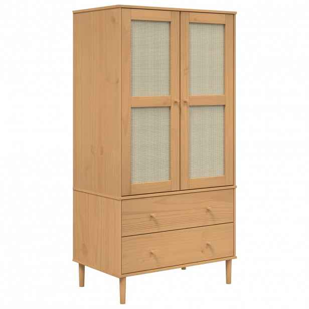 vidaXL Šatní skříň SENJA ratanový vzhled hnědá 90x55x175 cm borovice