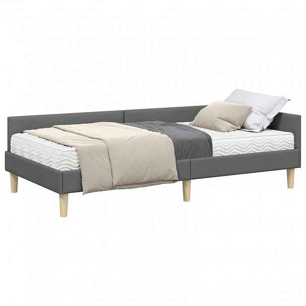 vidaXL Rohový rám postele s matrací 2 ks Tmavě šedá 100 x 200 cm