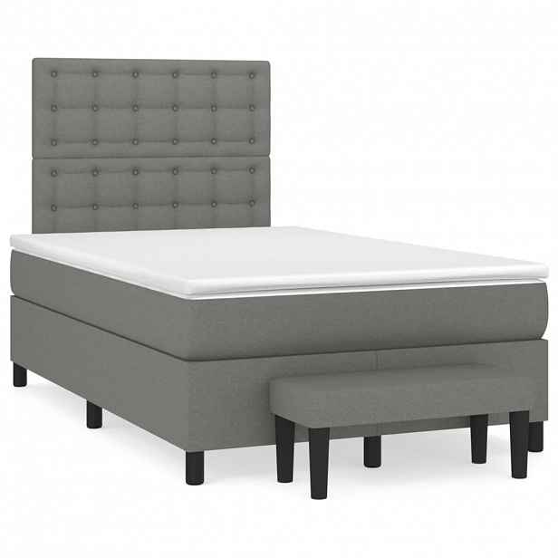 vidaXL Box spring postel s matrací tmavě šedá 120x200 cm textil