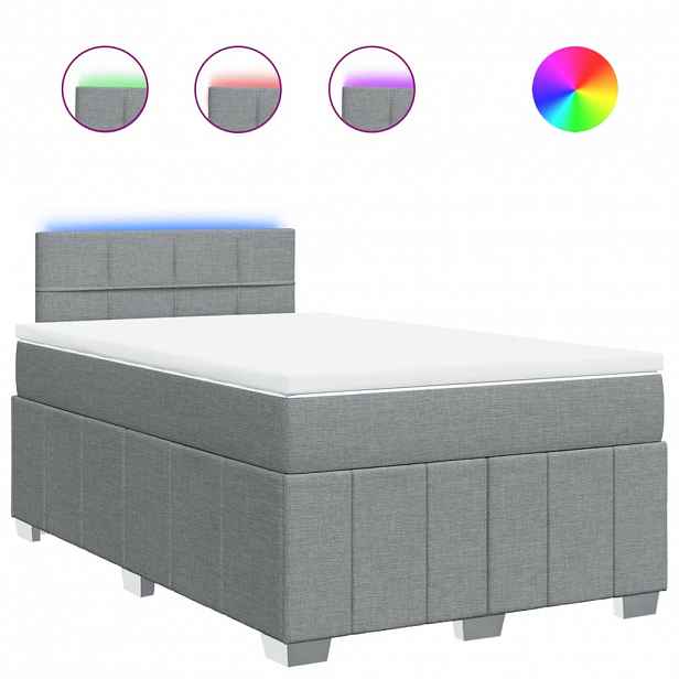 vidaXL Box spring postel s matrací světle šedá 120x190 cm textil