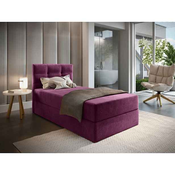 Čalouněná postel boxspring GLORIEN 90x200 cm purpurová Matrace: Matrace Bonell pružinová