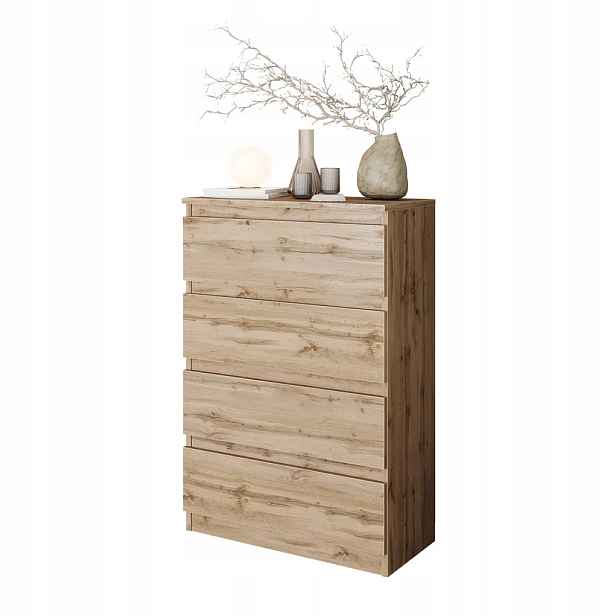 Komoda 60 CM Dub Wotan 4 Zásuvky Obývací Pokoj, Ložnice