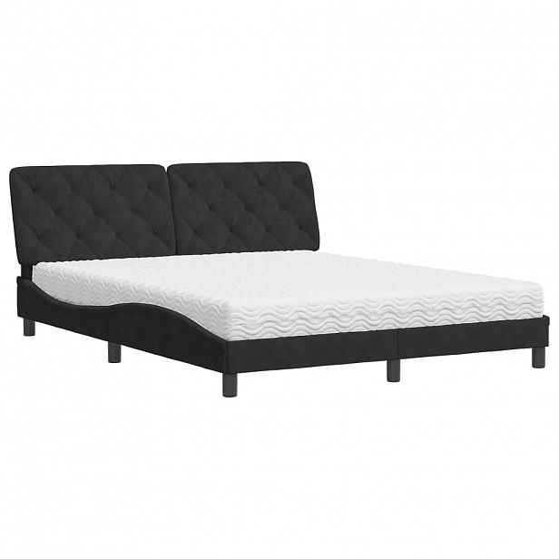 vidaXL Postel s matrací černá 160 x 200 cm samet