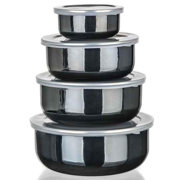 Banquet Sada smaltovaných misek METALLIC Black, 8 ks