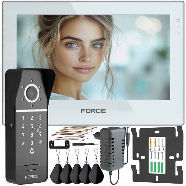 Videotelefon Force Prima 7" Bílý Full Hd Čtečka Klíčenek Brána