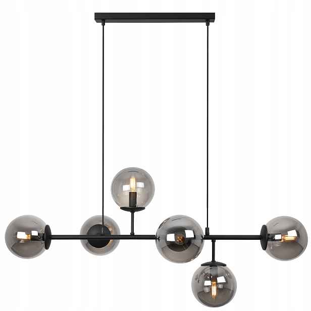 Závěsné Stropní Svítidlo Černá Loftová Lampa Grafitové Skleněné Koule 15 CM E14