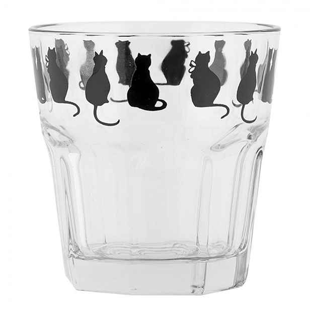 Sklenička na vodu s kočkami a srdíčkem Dog&Cat - Ø 8*8 cm / 200 ml Clayre & Eef