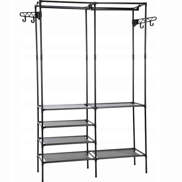Stojanový Věšák Na Oblečení Kovový Černý 108 X 36 X 170 CM Se 6 Policemi