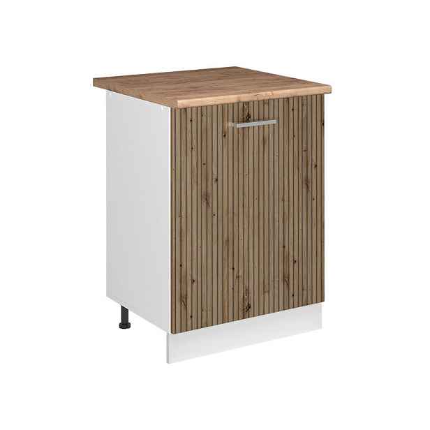 Vicco SPODNÍ SKŘÍŇKA KUCHYŇSKÉ LINKY R-Line, Řemeslný dub/Bílá, 60 cm s 1 dveřmi pracovná doska Dub Goldkraft