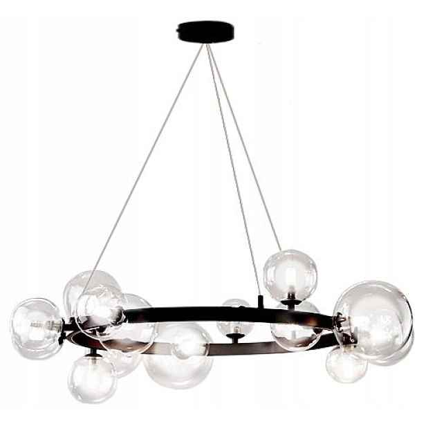 Závěsné Stropní Svítidlo Černá Skleněné Koule S Kloštěmi 15xG9 Velká XXL 82 cm