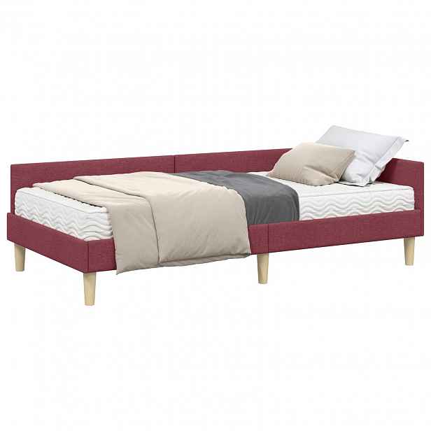 vidaXL Rohový rám postele s matrací 2 ks Víno Červené 100 x 200 cm