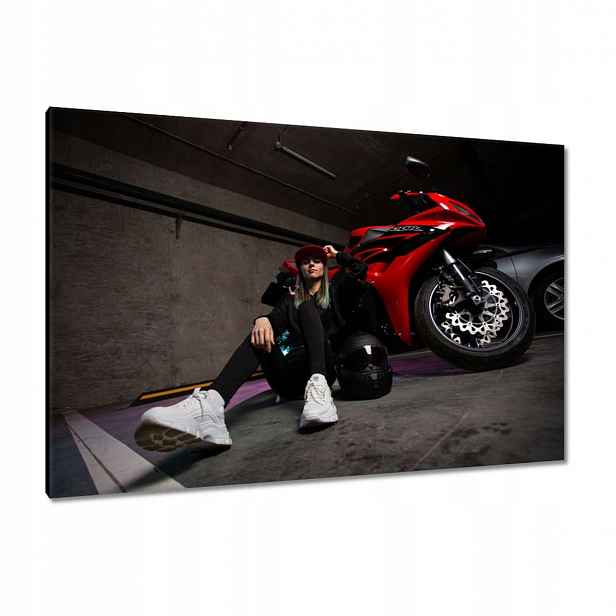 Obrazy 120x80 Červený motocyklový závodník