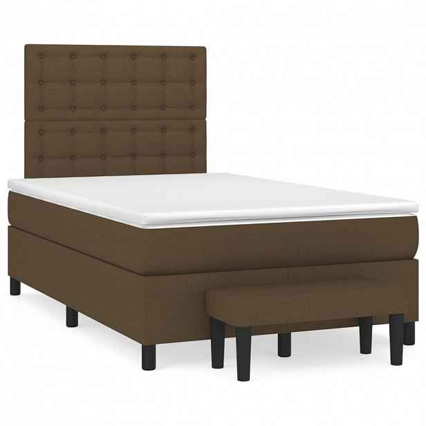 vidaXL Box spring postel s matrací tmavě hnědá 120x200 cm textil