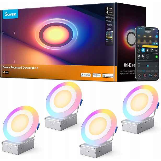 Govee Smart Led zapuštěné reflektory 11 W Rgbww 4 ks
