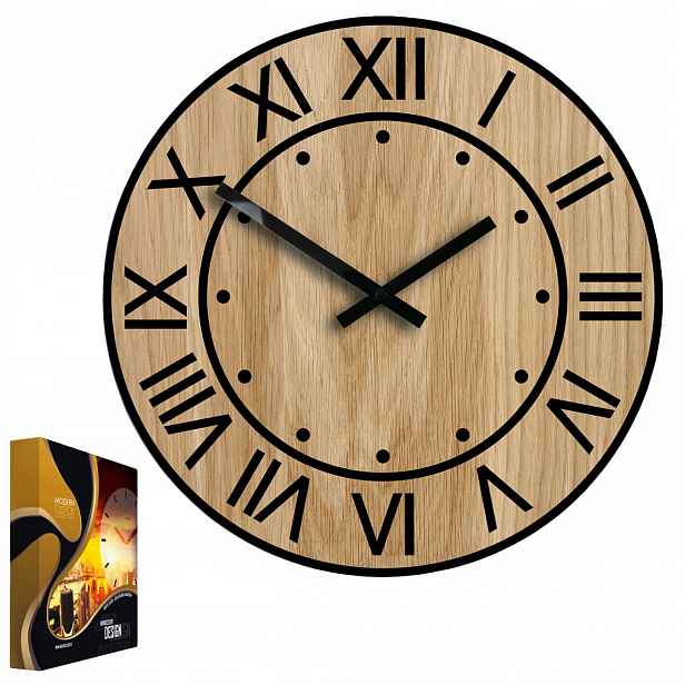 Nástěnné hodiny Dřevěné Dubové Akrylové Artur Wood 33 cm Kulatý Křemenné