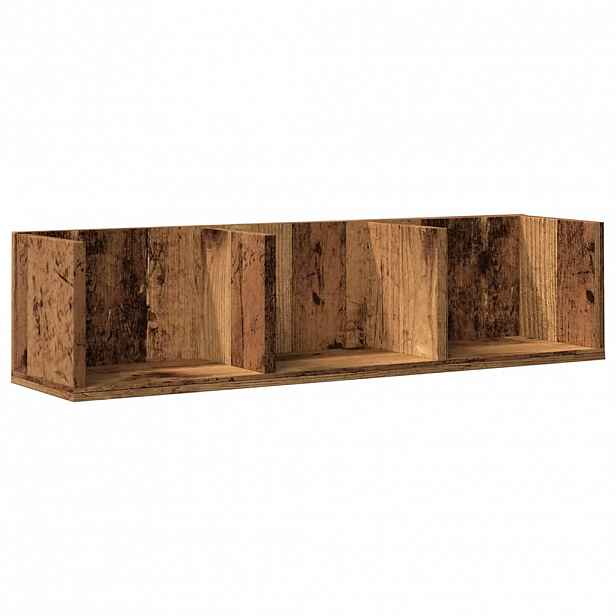 vidaXL Nástěnná police na CD old wood 75 x 18 x 18 cm kompozitní dřevo