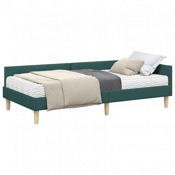 vidaXL Rohový rám postele s matrací 2 ks Tmavě zelená 100 x 200 cm