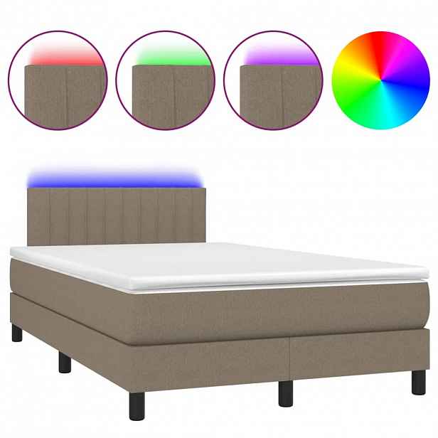 vidaXL Box spring postel s matrací a LED taupe 120x190 cm textil