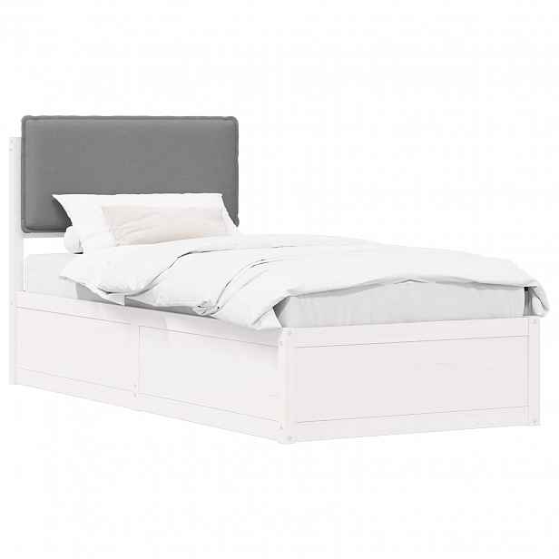 vidaXL Rám postele s čalouněným čelem s čelo Světle šedá 75 x 190 cm