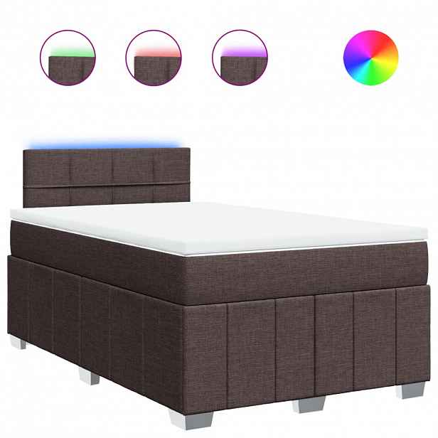 vidaXL Box spring postel s matrací tmavě hnědá 120x190 cm textil