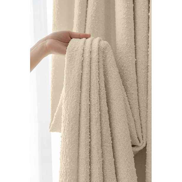 Hotový závěs na pásce Dreamy Boucle 140x270 béžová s boucle strukturou