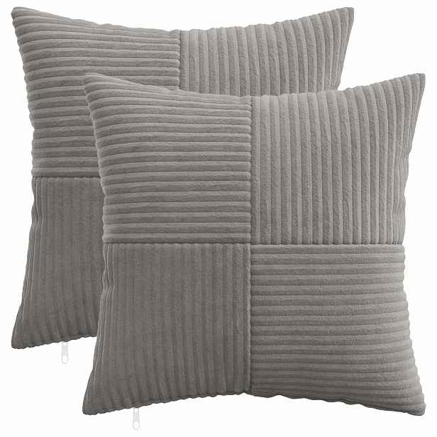 vidaXL Povlak na polštář 2 pcs ALMELO Světle šedá 40 x 40 cm manšestr