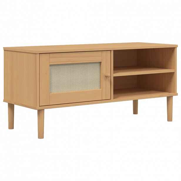 vidaXL TV skříňka SENJA ratanový vzhled hnědá 106x40x49 cm borovice