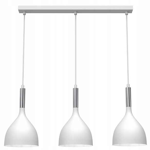 Závěsná lampa trojitá bílá chromová lišta 72 cm do obývacího pokoje nad stůl Luminex