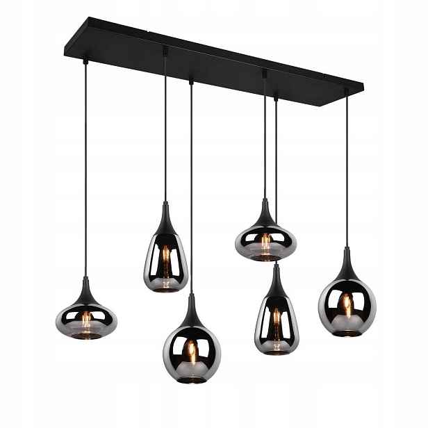 Závěsná stropní lampa Lustr Černá 6xE14 Kov Sklo Vestari Trio
