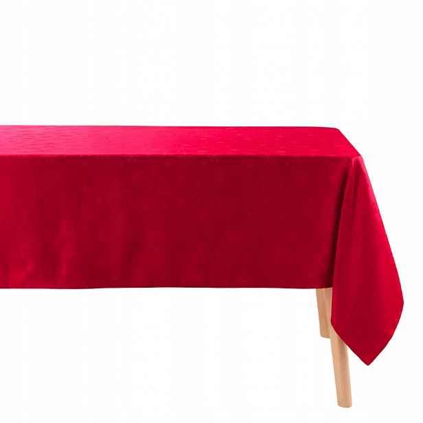 Žakárový Polyesterový Vánoční Ubrus 140 X 240 CM, Červený
