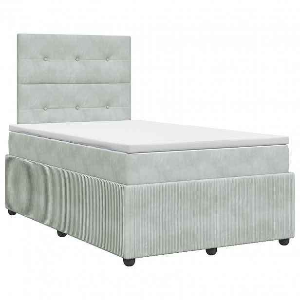 vidaXL Postel boxspring s matrací Světle šedá 120 x 200 cm Samet