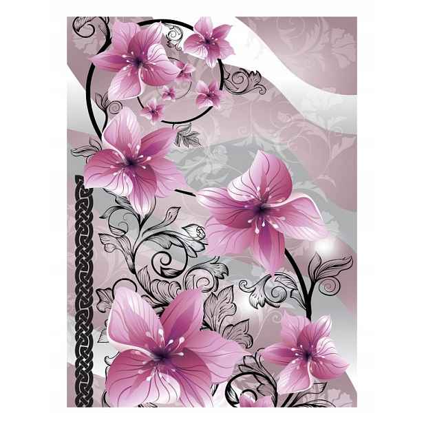Fototapeta Růžovo-fialové květy keltský ornament vinylová 184x254 lepidlo