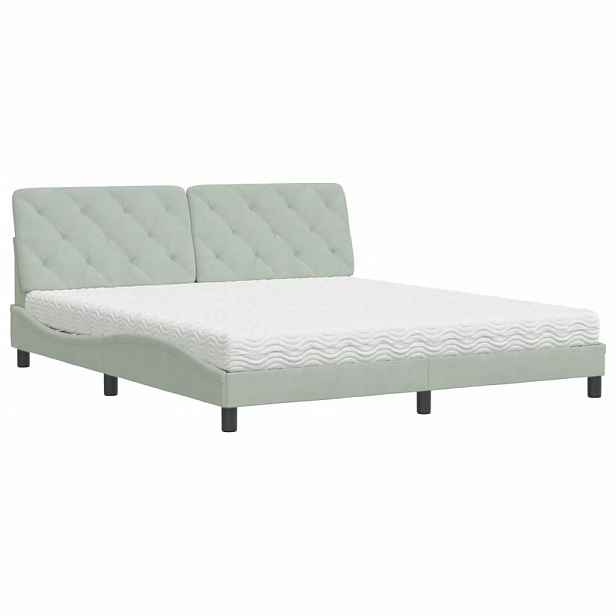 vidaXL Postel s matrací světle šedá 180 x 200 cm samet