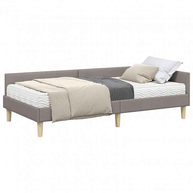 vidaXL Rohový rám postele s matrací 2 ks Taupe 100 x 200 cm textil