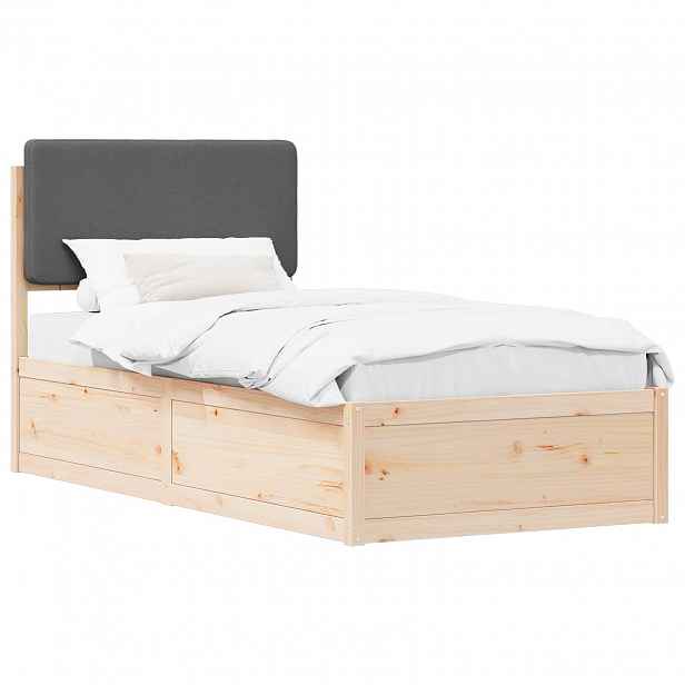 vidaXL Rám postele s čalouněným čelem s čelo Tmavě šedá 100 x 200 cm