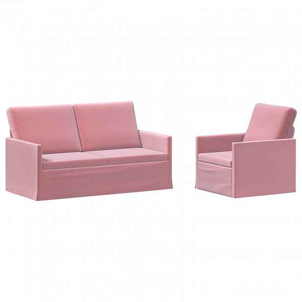 vidaXL Set pohovek 2 pcs Růžová Samet