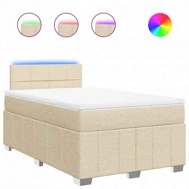 vidaXL Box spring postel s matrací krémová 120x190 cm textil