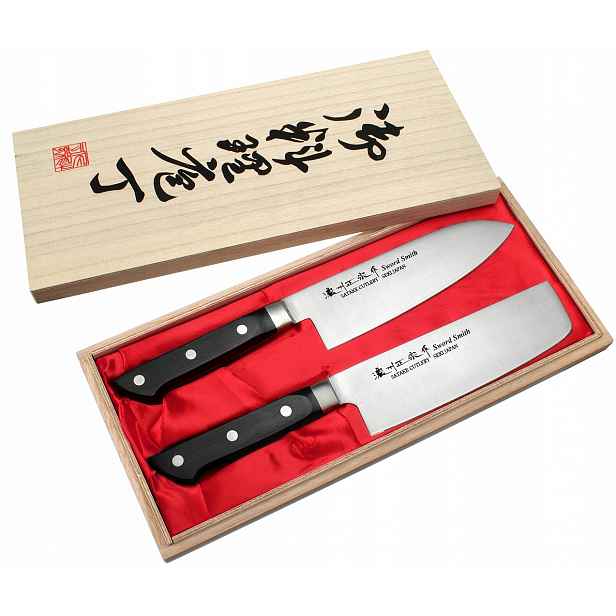Sada nožů Satake Katsu Santoku 17 cm Nakiri 16 cm, Japonsko