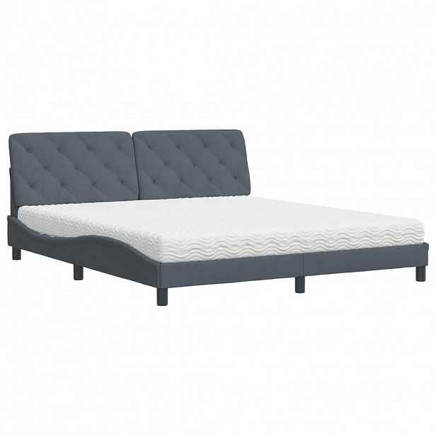 vidaXL Postel s matrací tmavě šedá 180 x 200 cm samet