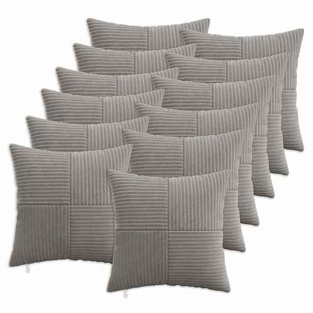 vidaXL Povlak na polštář 12 pcs ALMELO Světle šedá 40 x 40 cm manšestr