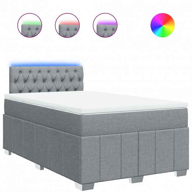 vidaXL Box spring postel s matrací světle šedá 120x190 cm textil