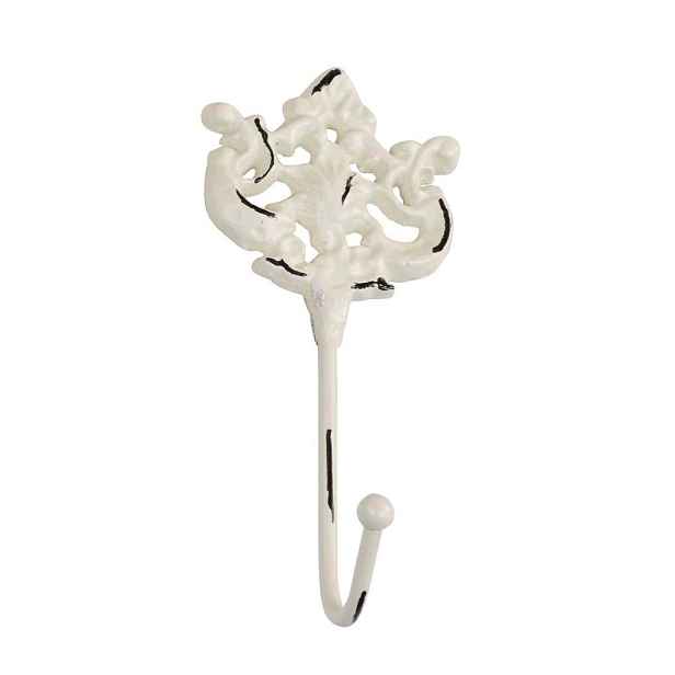 Béžový antik nástěnný háček s ornamentem - 6*5*15cm Chic Antique