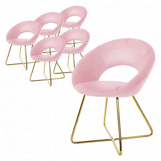ML-DESIGN JÍDELNÍ ŽIDLE, sada 6 ks, růžový samet