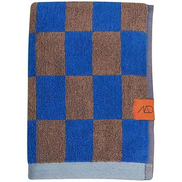 Modro-hnědý ručník z bio bavlny 50x90 cm Retro – Mette Ditmer Denmark