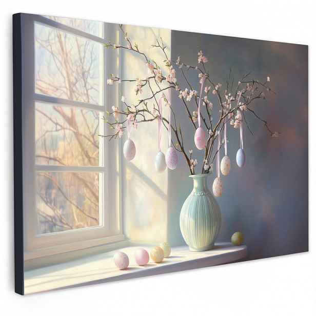 MuchoWow OBRAZ NA PLÁTNĚ Zátiší - Váza - Velikonoční ratolest 60x40 cm